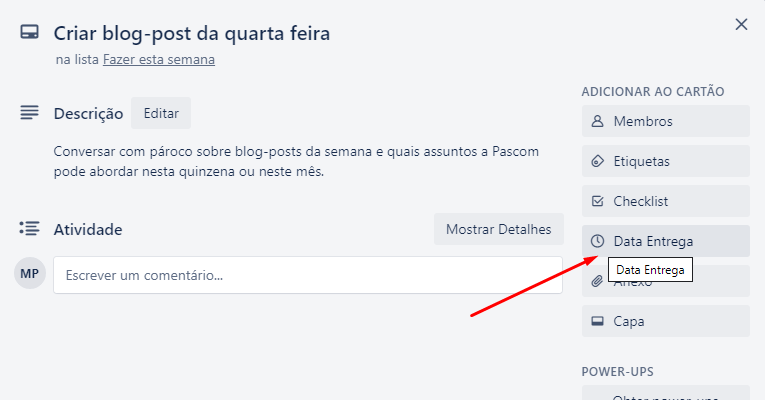 Controle datas de entrega na Pastoral da Comunicação